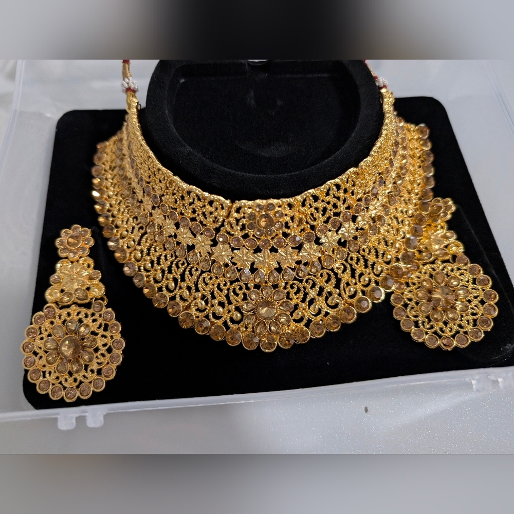 Elegant Desi/Indian Gold Necklace and Earring Set